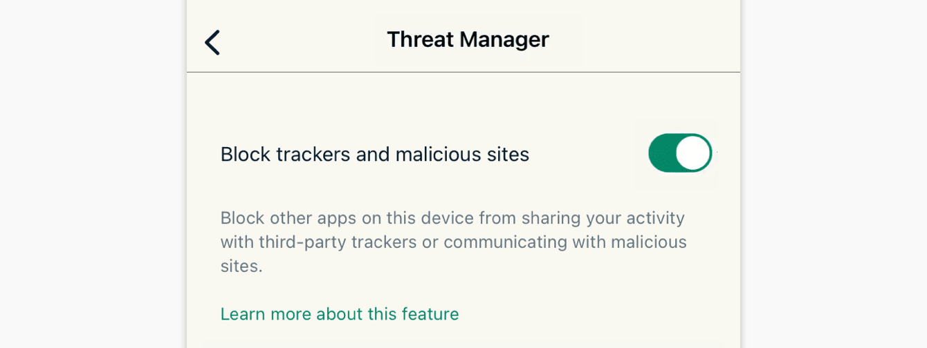 The Threat Manager feature in ExpressVPN for iOS.