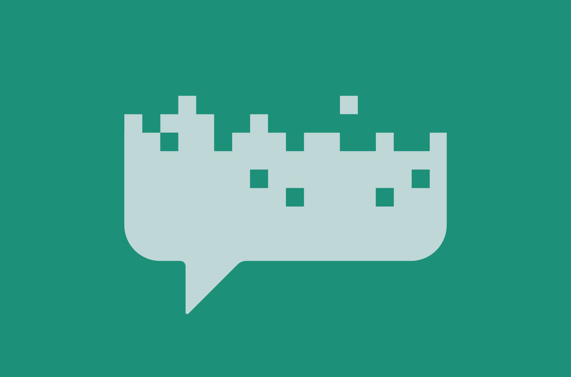 Decaying pixelated speech bubble