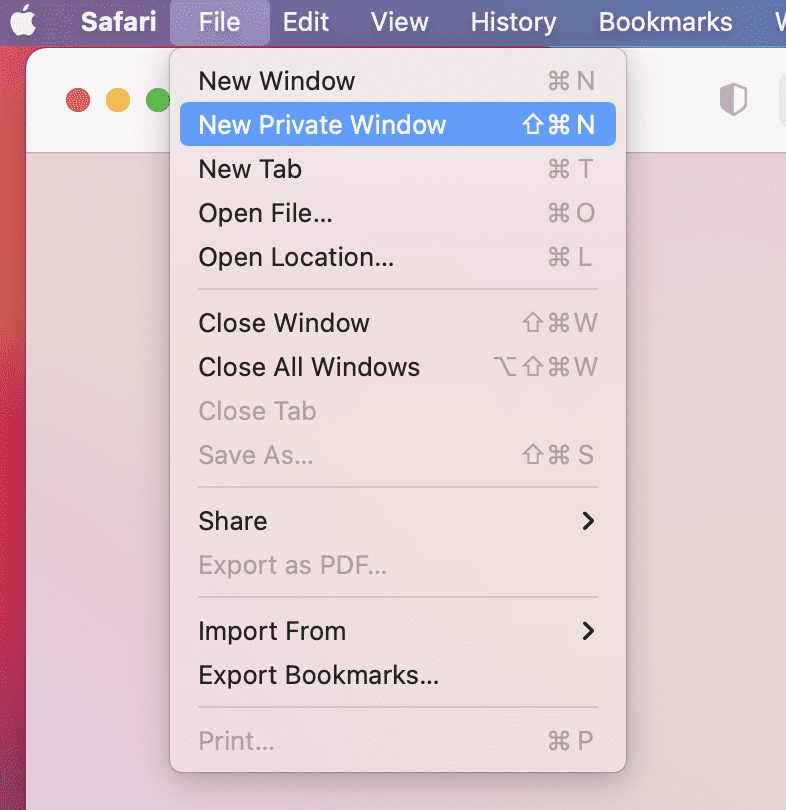 Nouvelle fenêtre privée dans Safari