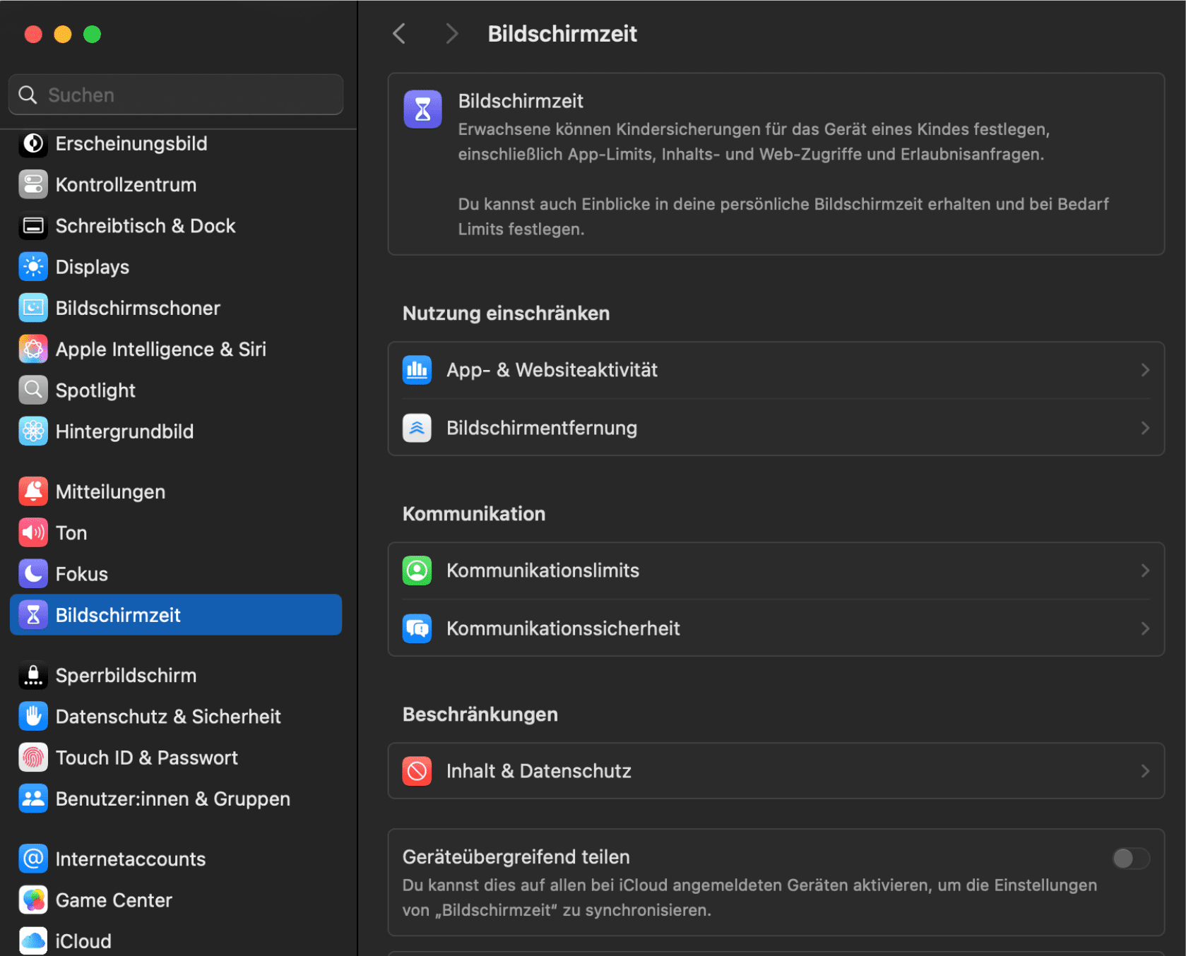 Select Screen Time De