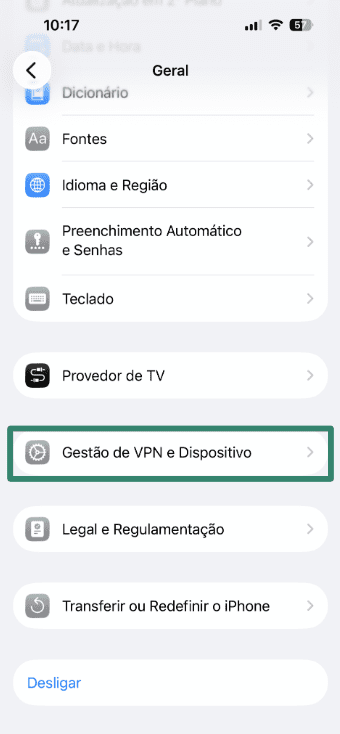 iPhone settings showing VPN and Device Management to manage security profiles.