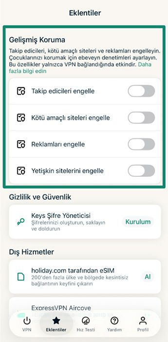 ExpressVPN add-on content blockers.