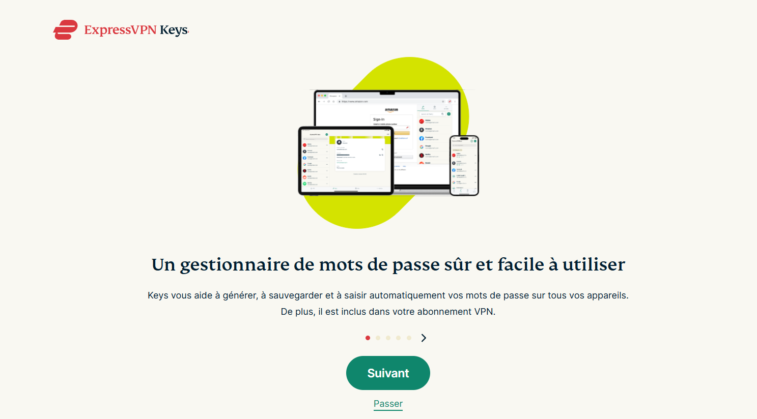 The setup page of the ExpressVPN Keys extension.