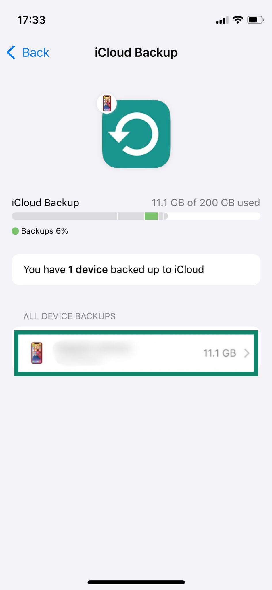 The iCloud+ backups settings on an iPhone.