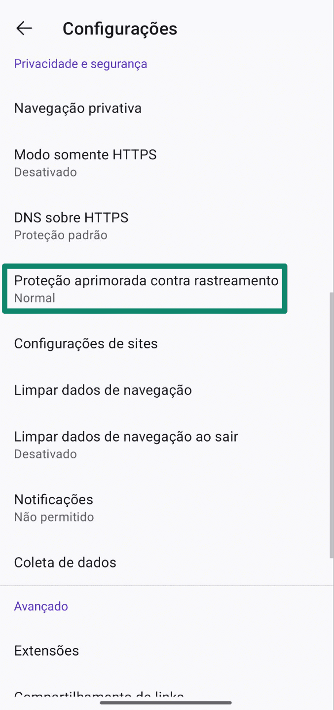 Select Enhanced Tracking Protection Pt