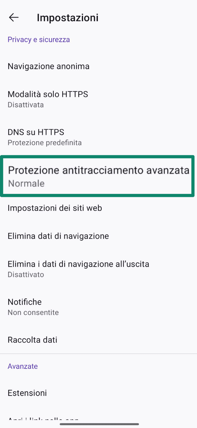 Select Enhanced Tracking Protection It