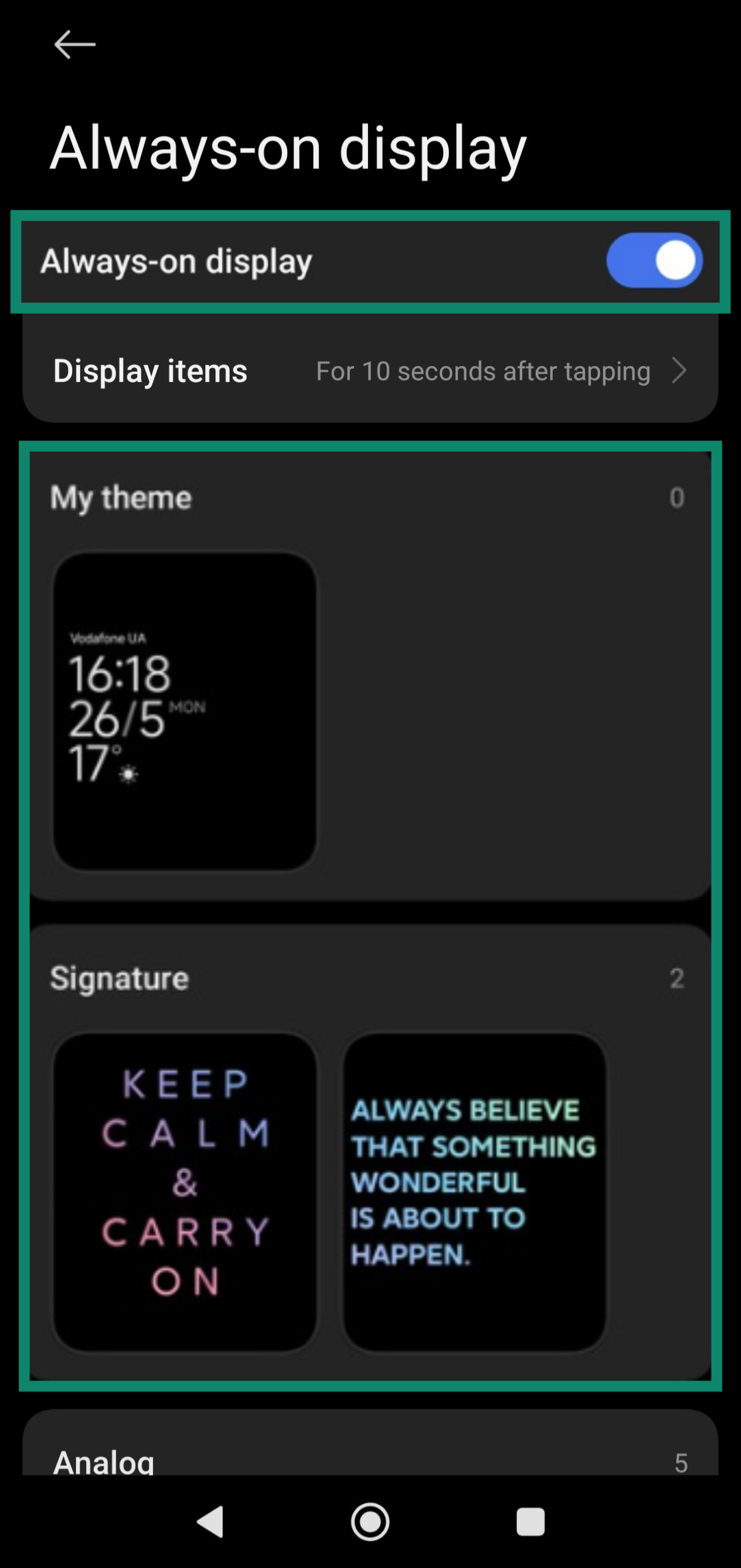 Customizing the Always-on display in a Xiaomi device
