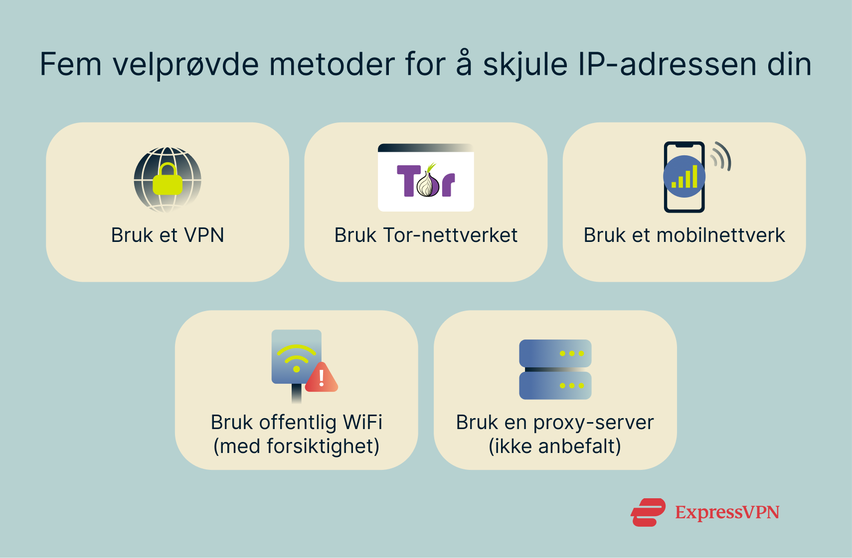 The various methods of hiding an IP address.