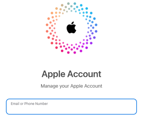 Screenshot of the Apple Account login screen