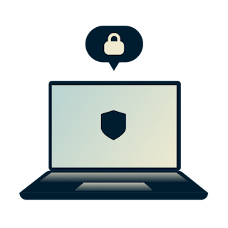 Notebook připojený k internetu prostřednictvím proxy serveru.