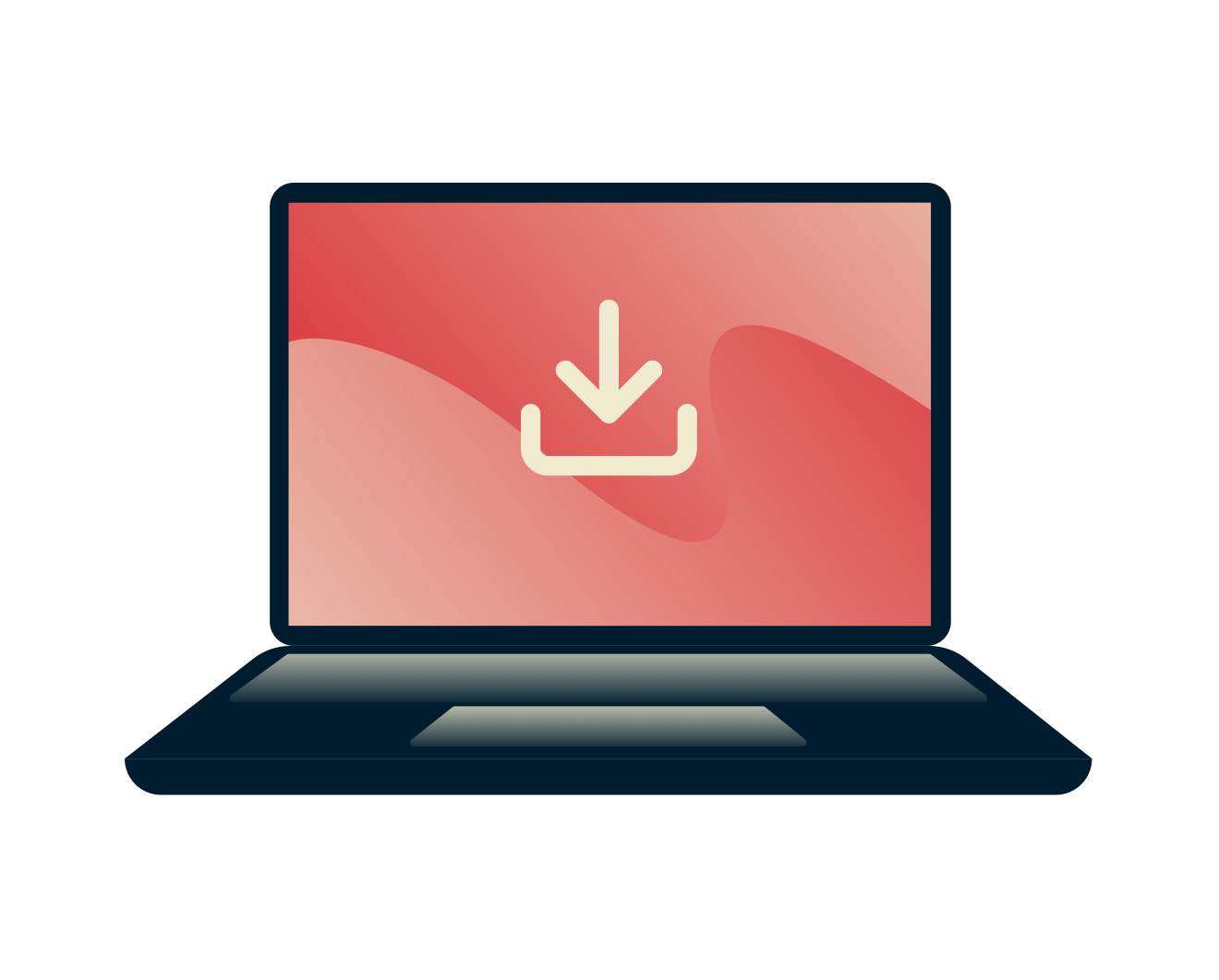 Stahujte anonymně. Laptop s ikonou stahování.