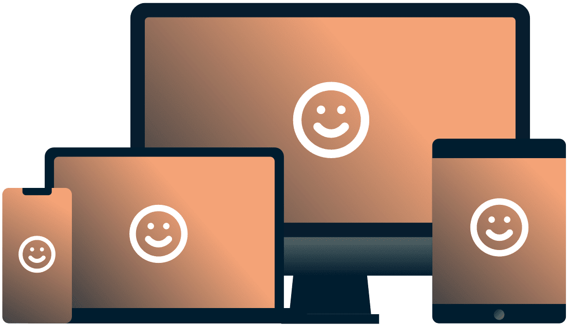 Ulike enheter med smilefjes på dem.