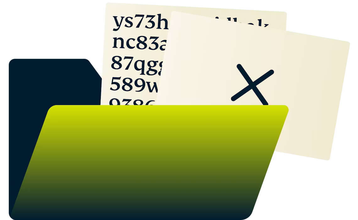 マニラフォルダーの中の安全が確保されたファイル。