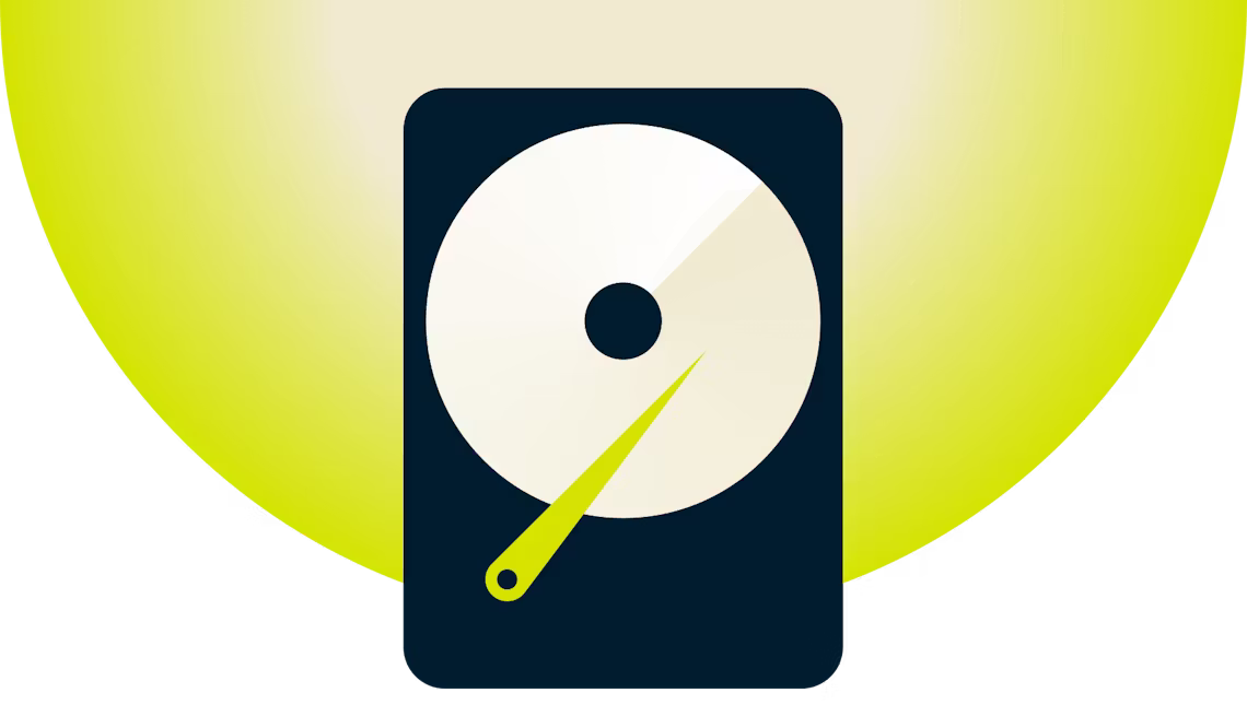 黄色い背景とハードドライブ