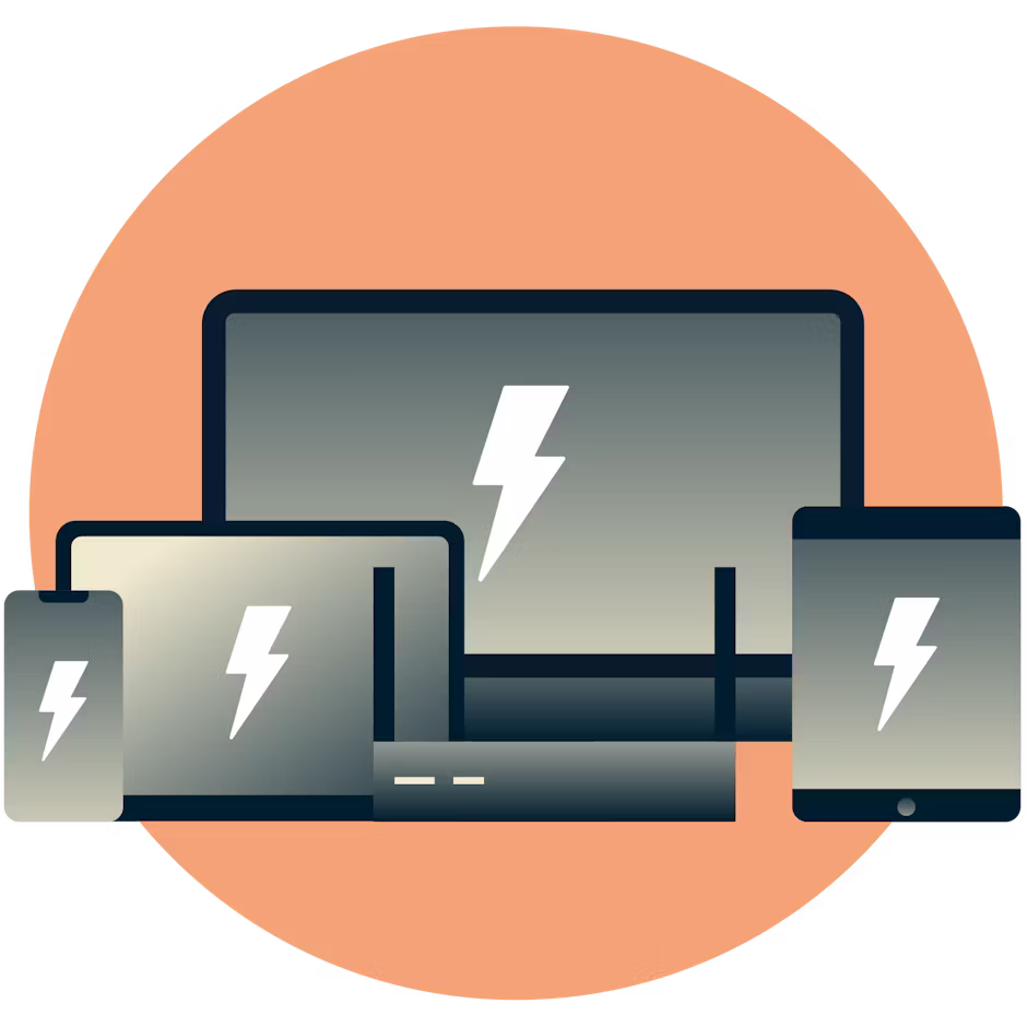 Dispositivi con fulmini su di essi per indicare la velocità.
