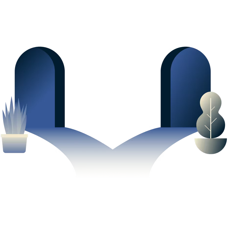 Un sentiero che si dirama in due porte.