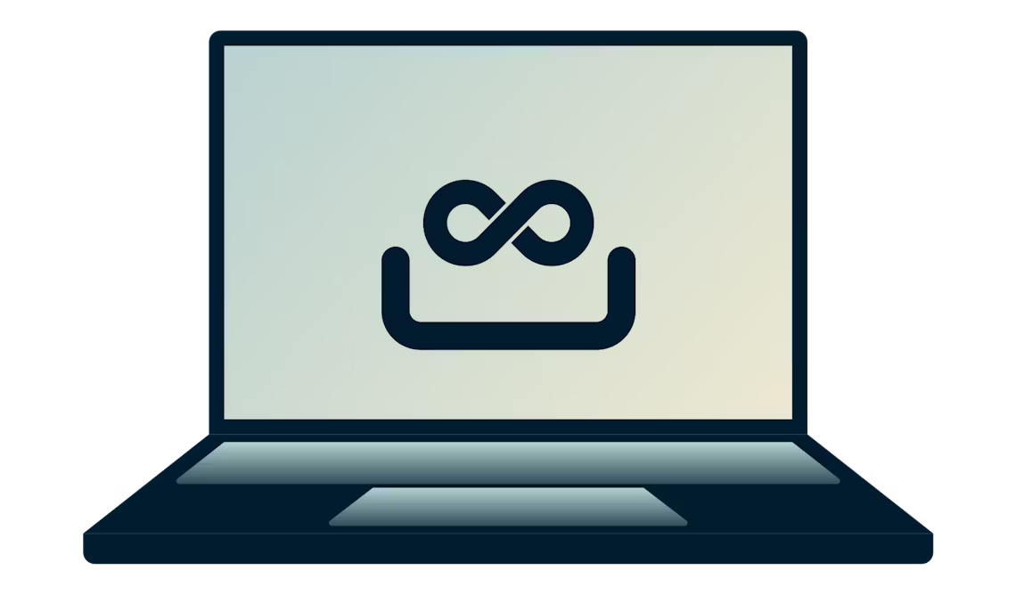 Güvenli ExpressVPN uygulamanızla sansürlenmiş web sitelerine erişin. Üzerinde sonsuzluk döngüsü olan bir dizüstü bilgisayar.