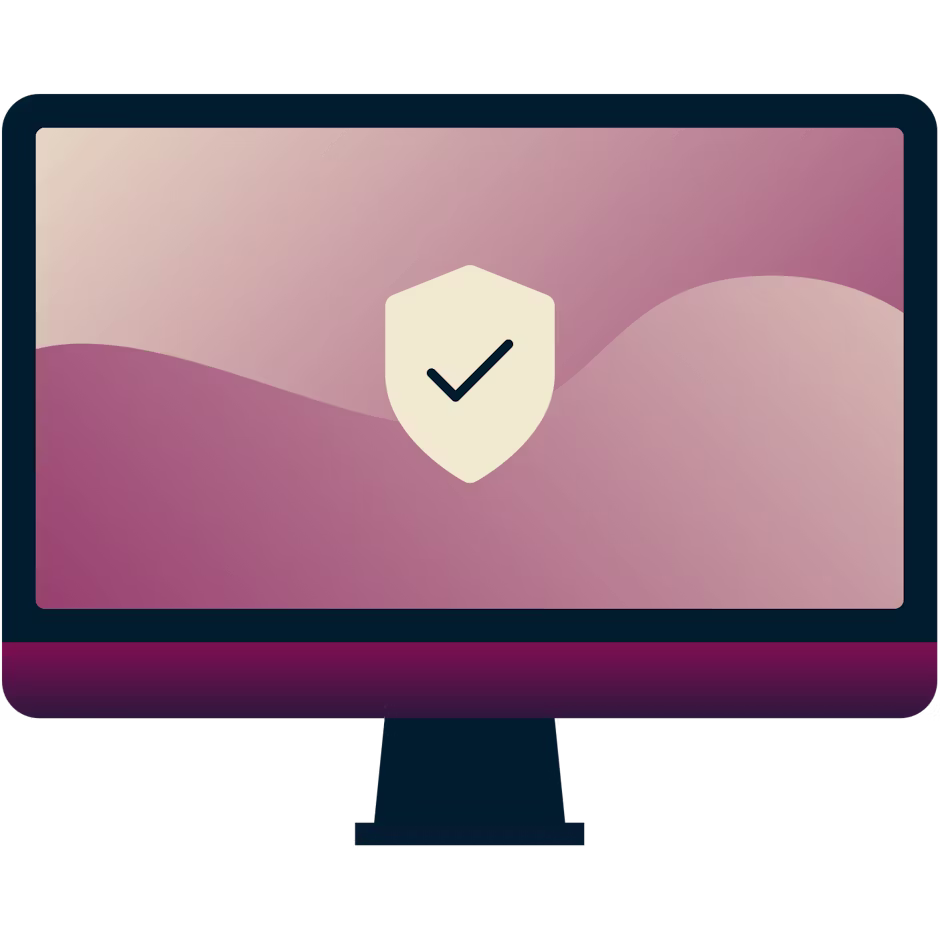 What is the difference between a Proxy and a VPN? Computer screen with a shield with a checkmark on it. 