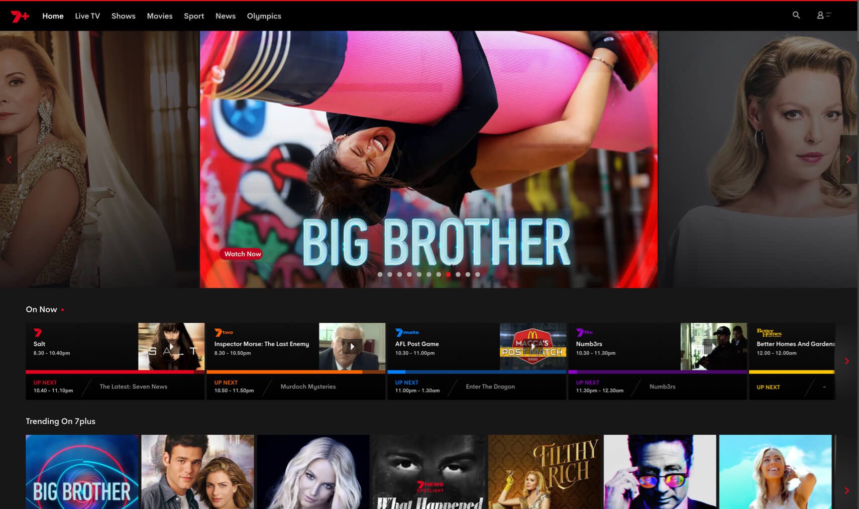 7plus home page user interface.