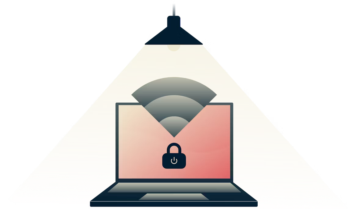 Network Lock, VPN bağlantınız düştüğünde tüm internet trafiğini durdurur. Lamba güvenli bir bilgisayarda parlıyor.