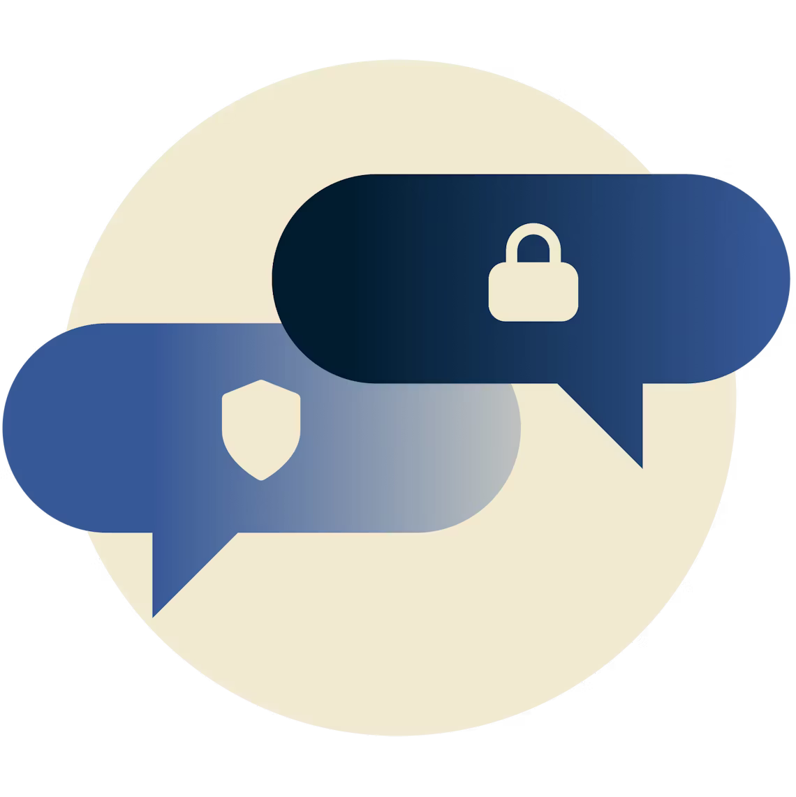 南京錠と盾を持ったチャットバブル。