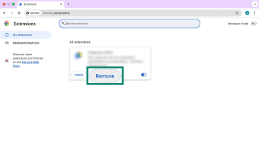 Remove extension option in Google Chrome on desktop.