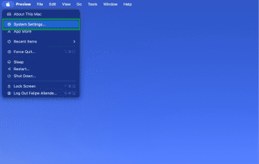 Accessing system settings on macOS.