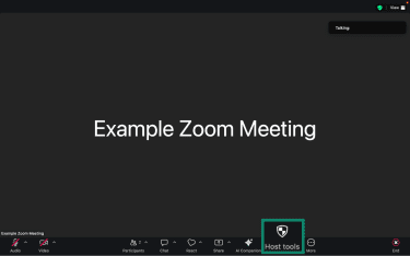 Host tools option in Zoom meeting settings.