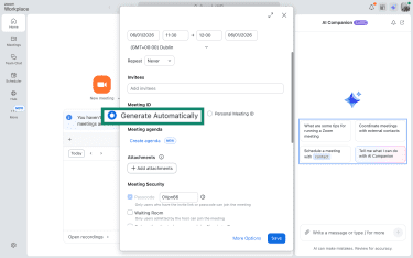Generate Meeting ID automatically option in Zoom on the macOS app.
