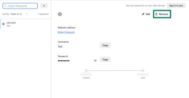 Delete saved password on Firefox
