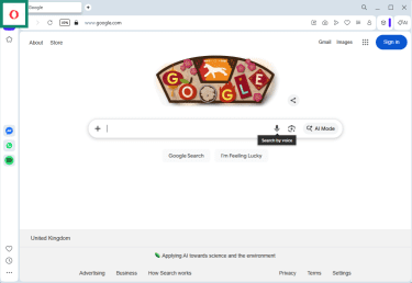 Opera open on Windows PC with the "O" Opera icon highlighted