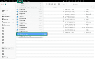 Go to Folder under Go from Mac toolbar.