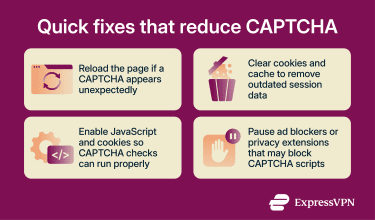 A list of 4 quick fixes that can help reduce CAPTCHA while browsing